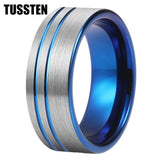 Beautiful 2 Grooves Finish Great Workmanship 8MM Men Women Flat Comfort Fit Wedding Band Tungsten Finger Rings