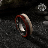 Awesome Deer Antler Red Wood 8mm Men’s Classic Wedding Band Tungsten Ring - Ideal Present
