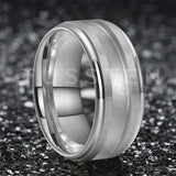 Tungsten Blank Core 3/4MM Groove Stepped Polished 10MM  Comfort Fit Rings and Wedding Bands for Men and Women