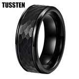 Fabulous Black/Gold/Rose/Original Color 8MM Men Women Comfort Fit Hammer Ring Tungsten Wedding Band