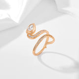 Luxury New Design 14K Rolled Rose Gold AAA+ Zirconia Diamonds Full Pave Snake Ring for Women - Party Luxury Jewelry