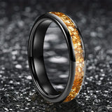 Outstanding Inlaid Gold colored crystal stone 4/6/8MM Men's and Women's Comfortable Fit Wedding Tungsten Ring