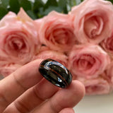 Awesome Real Opal Chip Wood Inlay Polished Comfort Fit Black Tungsten Rings Wedding Band