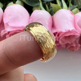 Marvelous Domed Stepped Edges 6mm 8mm Tungsten Hammer Comfort Fit Engagement Wedding Band Men, Women Trendy Jewelry