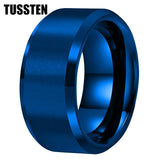 Super Beveled Edges Matte Finish Gold 10/12MM Tungsten Carbide Rings for Men Women, Fashion Engagement Wedding Bands