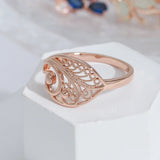 Vintage Personality Rolled 14K Rose Gold Oval Geometric Wave Texture Women Finger Rings Daily Jewelry Trendy Rings