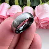 Superb Blue Domed Brushed 6mm 8mm  Tungsten Carbide Ring for Men and Women Comfort Fit Engagement Wedding Band