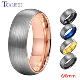 Domed Brushed Multicolor 6mm 8mm Tungsten Comfort Fit Wedding Engagement Ring For Women Men