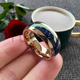 Awesome Blue Crystal Stone Inlaid 4/6/8MM Men's and Women's Comfortable Fit Wedding Tungsten Rings