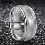Tungsten Blank Core 3/4MM Groove Stepped Polished 10MM  Comfort Fit Rings and Wedding Bands for Men and Women