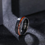 Super Wood Inlay Grooved Hammered 8mm Black Tungsten Carbide Wedding Rings For Men Engagement Bands Fashion Jewelry