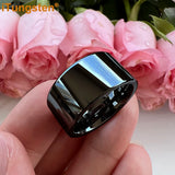 Shiny Tungsten Pipe Cut Polished 12mm Large Men Ring  Comfort Fit Wedding Band Fashion Jewelry