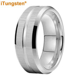 Popular Grooved Brushed Beveled Finish 6mm 8mm Classic Wedding Band Men Women Tungsten Carbide Comfort Fit Ring