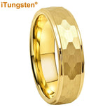 Popular Multicolor 6mm 8mm Men Women Tungsten Hammer Ring Comfort Fit Weddding Band