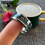 Amazing So Beautiful Galaxy Opal 8MM Tungsten Comfort Fit Engagement Wedding Band For Men Women