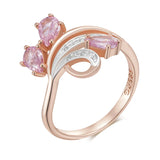 Dazzling Shiny Filled 14K Rose Gold Pink AAA+ Zircon Crystals Flower Ring For Women - Fashion Daily Ethnic Jewelry