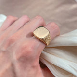 Hot Fashion Big Glossy Simple Square Design Exquisite Relief 14K Filled Rose Gold Men's Rings Fine Jewelry Gift