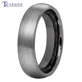 Domed Brushed Multicolor 6mm 8mm Tungsten Comfort Fit Wedding Engagement Ring For Women Men