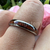 Fine 4mm Men Women Domed Polished Koa Wood Ring Nice Tungsten Comfort Fit Wedding Band Trendy Jewelry