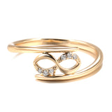 Minimalist Double Twist White 14K Rolled Rose Gold AAA Zircon Diamonds Geometric Rings For Women Fine Party Jewelry