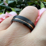 Terrific Offset Groove Brushed Finish 6mm 8mm Mens Womens Tungsten Carbide Ring Comfort Fit Wedding Bands
