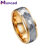 Splendid Hammered Finish Gold Plating Edge Men's 8mm Tungsten Carbide Ring Wedding Band