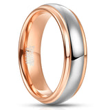 New Arrival Domed Polished Step Rose Gold Color 4mm 6mm 8mm  Comfort Fit Tungsten Carbide Ring - Wedding Band