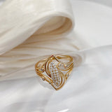 New Luxury Hollow White AAA Cubic Zircon Diamonds Rings For Women with Rolled 14K Rose Gold Party Fine  Jewelry Gift