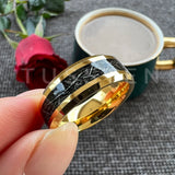 High Quality Beveled Polished Finish 8MM Black Meteorite Rings Men and Women Tungsten Gold Comfort Fit Wedding Band