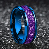 Awesome Purple Crystal Stone Inlaid  6/8MM Men's and Women's Comfortable Fit Wedding Tungsten Carbide Bands