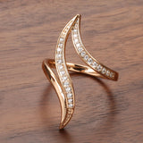 Luxury Fashion Elegant Curve Pave Setting  Fancy AAA+ Zircon Diamonds Rolled 14K Rose Gold Rings Party Jewelry