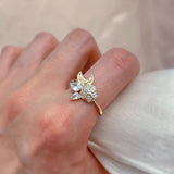 Elegant Vintage Texture Flower Filled 14K Rose Gold AAA Zircon Diamonds Fashion Women's Rings - Fashion Fine Jewelry