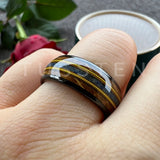 Whisky Wood Guitar String Lapis Inlay 8MM  Black Tungsten Rings for Men and Women - Fashion Engagement Wedding Bands