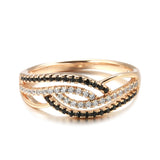 Stunning 14K Filled Rose Gold With White Black AAA Zircon Diamonds Full Paved Luxury Trendy Jewelry Rings For Women