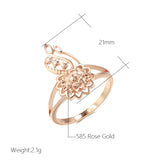 New Fashion Filled 14K Rose Gold Unusual Metal Sculpture Flower Rings - Ethnic Bride Vintage Wedding Jewelry