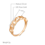 New Arrival Sparkling Rolled 14K Rose Gold AAA+ Zirconia Diamonds Chain Ring For Women - Party Wedding Jewelry