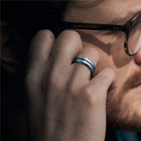 Super Trendy Blue/Gold Line With Silver Brushed 8MM Men Tungsten Carbide Rings Europe Style Wedding Bands Jewelry