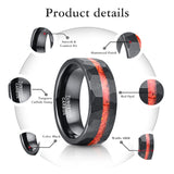 Attractive 8mm Brushed Matte Black Hammered Opal Tungsten Carbide Ring for Men  - Wedding Jewelry