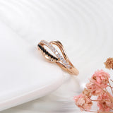 Brilliant Micro Inlay Black White AAA+ CZ Diamonds Fashion 14K Rolled Rose Gold  Rings - Personality Gothic Jewelry