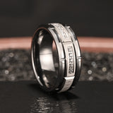 Brick Pattern Brushed  with CZ Diamonds Promise Engagement Wedding Tungsten Comfort Fit Rings for Men Women