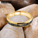 Pleasing Black Inlaid Gold Color Foil 4mm Tungsten Carbide Steel Rings  Wedding Ring for Men and Women Jewelry