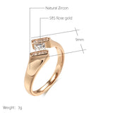 New Design Luxury Square AAA Cubic Zircon Diamonds Rolled Rose Gold of 14-Karat Purity Fine Jewelry Rings For Women