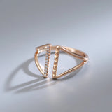 Best Design Geometric Filled 14K Rose Gold AAA Zircon Diamonds Pave Setting Open Rings - Modern Trendy Jewelry