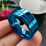 Beautiful 2 Grooves Finish Great Workmanship 8MM Men Women Flat Comfort Fit Wedding Band Tungsten Finger Rings