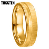 Customized Inlay, 1.5mm Offset Groove Pipe Cut Matte 6MM Gold/Silver Tone Tungsten Blank Core Comfort Fit Rings