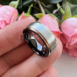 Terrific Stepped Brushed Finish 8mm Tungsten Comfort Fit Wedding Rings For Women Men - Classic Jewelry