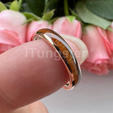 Domed Polished Trendy 4mm 6mm 8mm Koa Wood Ring Tungsten Comfort Fit Wedding Band For Men Women Jewelry