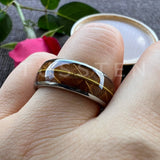 Whisky Barrel Oak Wood Guitar String Inlay 8mm Men, Women Tungsten Carbide Rings - Bridegroom Trendy Wedding Bands