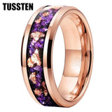 Amethyst Gold Stone in the Middle Groove 6/8MM Men's and Women's Comfort Fit Engagement Wedding Rings and Bands