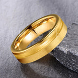 Customized Inlay, 1.5mm Offset Groove Pipe Cut Matte 6MM Gold/Silver Tone Tungsten Blank Core Comfort Fit Rings